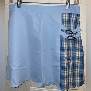 Baby blue plaid mini skirt